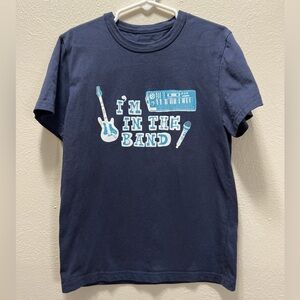 Mini Boden I’m with the band Tee Cotton t Shirt Navy Blue 7-8y